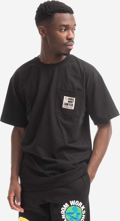 Czarny t-shirt Market z nadrukiem z krótkim rękawem