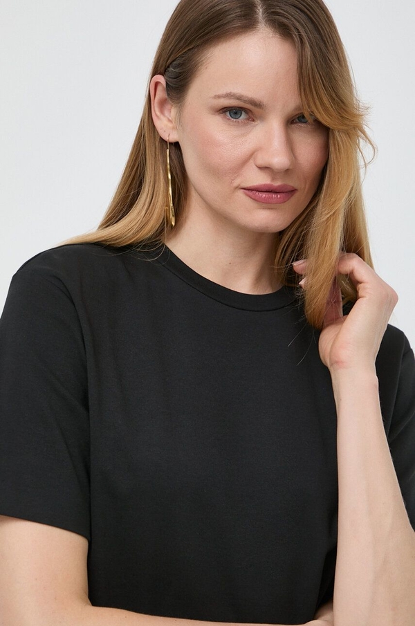 Czarny t-shirt MaxMara z krótkim rękawem z okrągłym dekoltem z bawełny