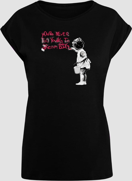 Czarny t-shirt Merchcode z okrągłym dekoltem z bawełny z krótkim rękawem
