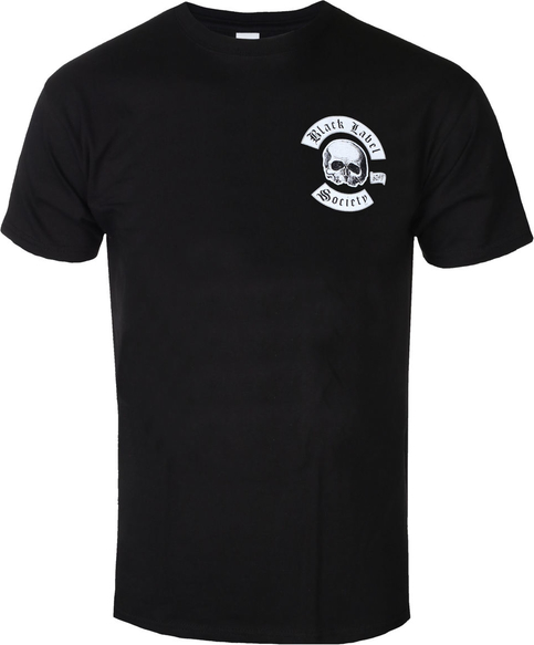 Czarny t-shirt Metal-shop z bawełny z krótkim rękawem
