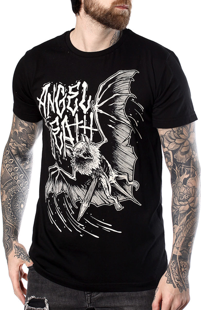 Czarny t-shirt Metal-shop z bawełny z nadrukiem z krótkim rękawem