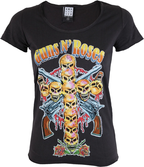 Czarny t-shirt Metal-shop z okrągłym dekoltem z krótkim rękawem w młodzieżowym stylu