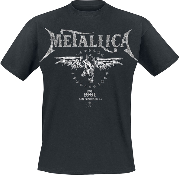Czarny t-shirt Metallica z bawełny w młodzieżowym stylu z krótkim rękawem