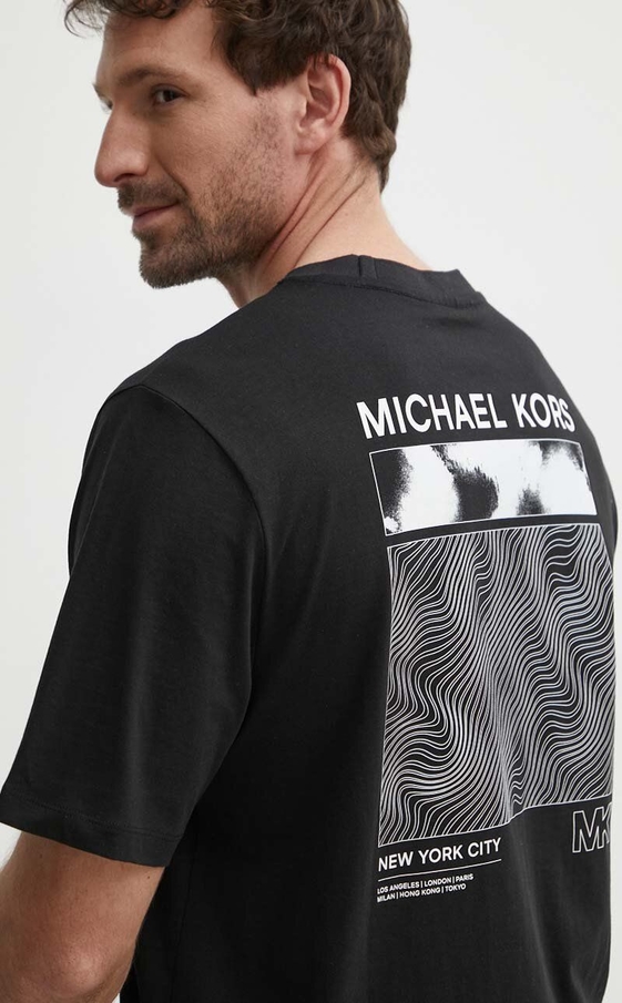 Czarny t-shirt Michael Kors w młodzieżowym stylu z bawełny z krótkim rękawem