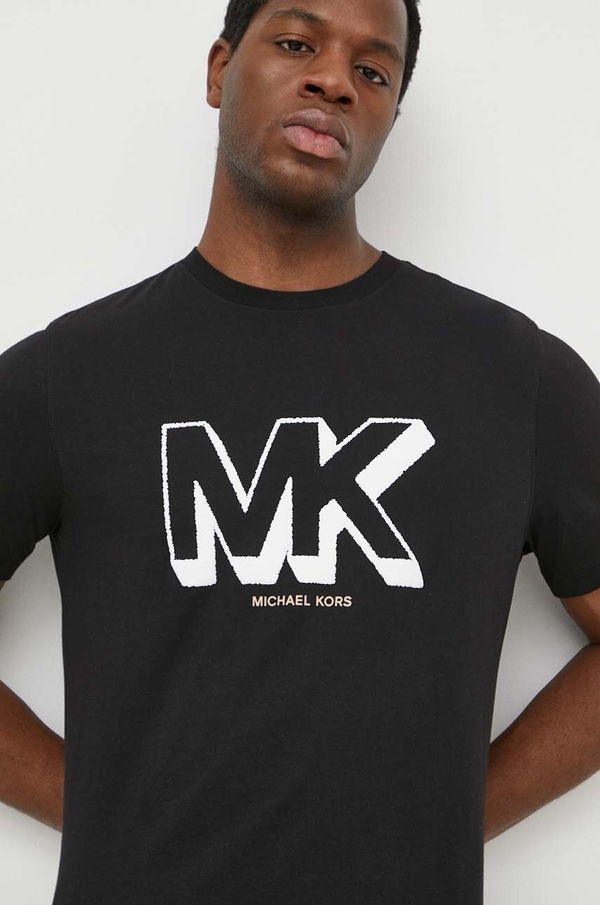 Czarny t-shirt Michael Kors w młodzieżowym stylu z bawełny z nadrukiem