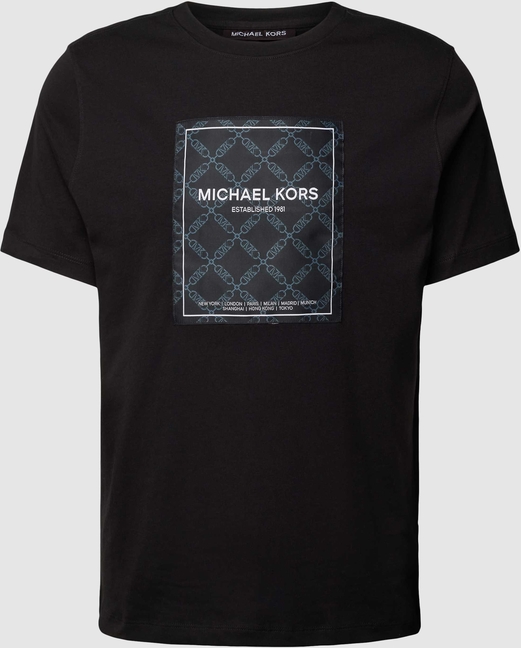 Czarny t-shirt Michael Kors w młodzieżowym stylu z nadrukiem z bawełny