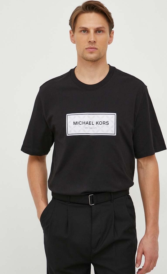 Czarny t-shirt Michael Kors z krótkim rękawem w młodzieżowym stylu
