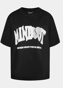 Czarny t-shirt Mindout z krótkim rękawem