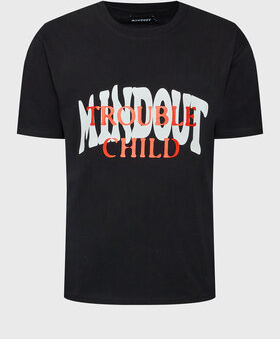 Czarny t-shirt Mindout z krótkim rękawem z okrągłym dekoltem w młodzieżowym stylu