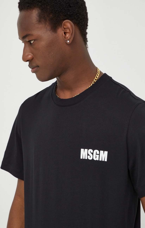 Czarny t-shirt MSGM z krótkim rękawem z nadrukiem