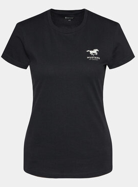 Czarny t-shirt Mustang z krótkim rękawem