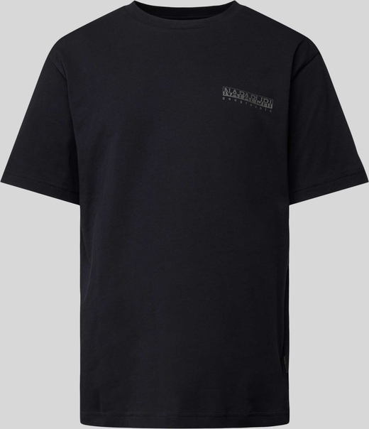 Czarny t-shirt Napapijri z nadrukiem z krótkim rękawem