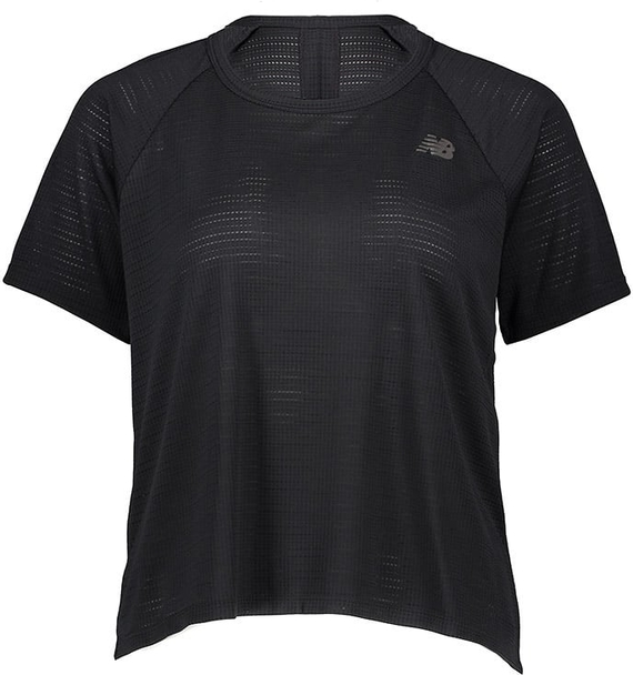 Czarny t-shirt New Balance w sportowym stylu z krótkim rękawem