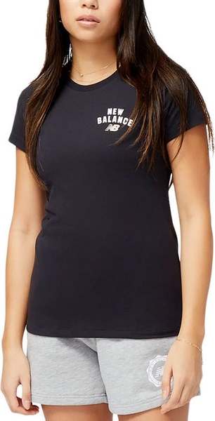 Czarny t-shirt New Balance z bawełny w sportowym stylu