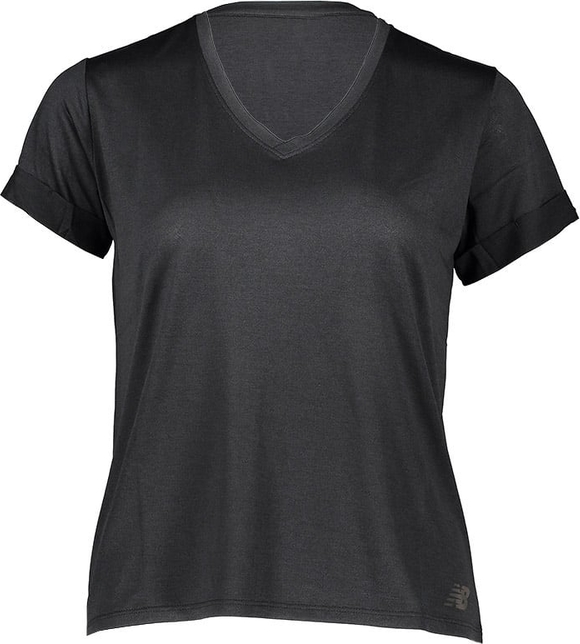 Czarny t-shirt New Balance z krótkim rękawem w sportowym stylu