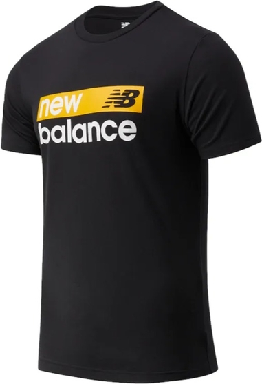 Czarny t-shirt New Balance z krótkim rękawem z dżerseju