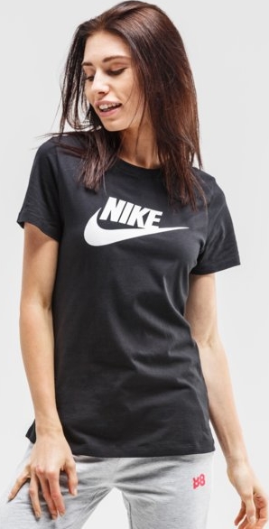Czarny t-shirt Nike w sportowym stylu z okrągłym dekoltem z krótkim rękawem