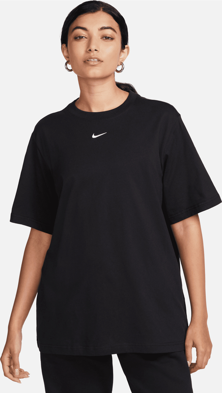 Czarny t-shirt Nike z bawełny w sportowym stylu z okrągłym dekoltem