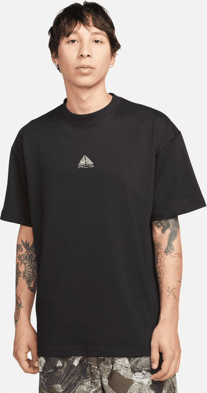 Czarny t-shirt Nike z dżerseju z krótkim rękawem w sportowym stylu