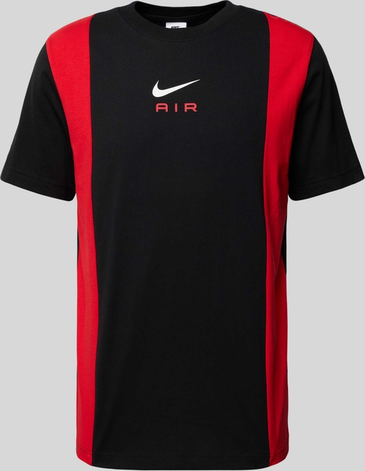 Czarny t-shirt Nike z krótkim rękawem z bawełny z nadrukiem