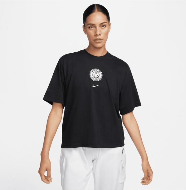 Czarny t-shirt Nike z krótkim rękawem z okrągłym dekoltem z bawełny