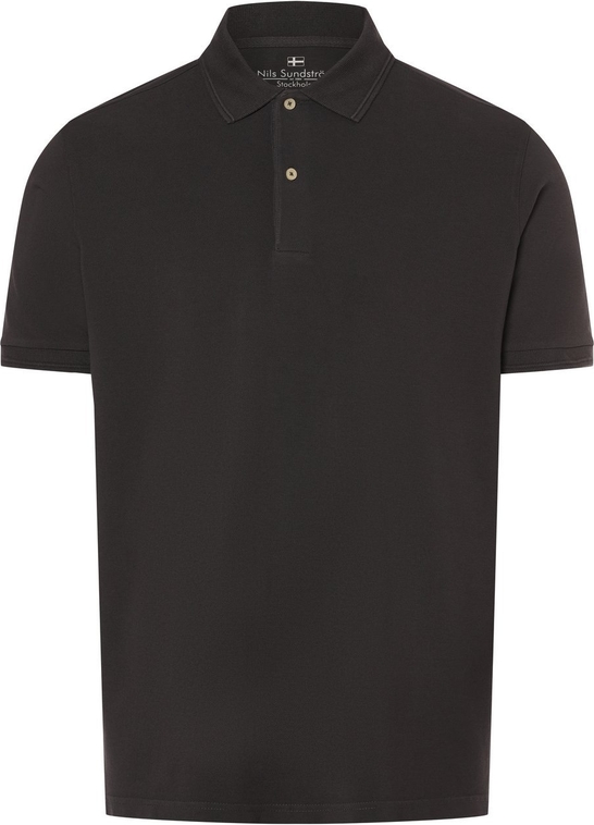 Czarny t-shirt Nils Sundström z bawełny w stylu casual z krótkim rękawem