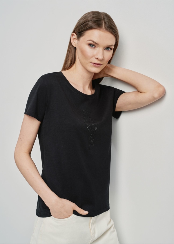 Czarny t-shirt Ochnik w stylu casual z bawełny