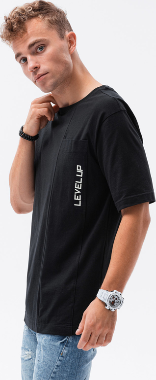 Czarny t-shirt Ombre w stylu casual z bawełny z krótkim rękawem
