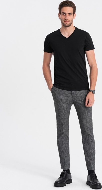 Czarny t-shirt Ombre w stylu casual z krótkim rękawem z bawełny