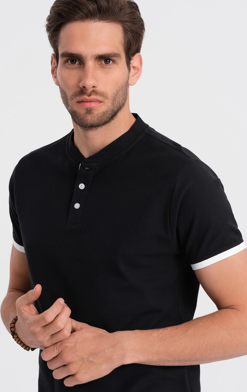 Czarny t-shirt Ombre z bawełny z krótkim rękawem