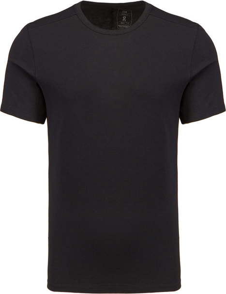Czarny t-shirt On Running w stylu casual z krótkim rękawem z bawełny