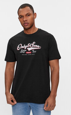 Czarny t-shirt Only & Sons w młodzieżowym stylu z krótkim rękawem