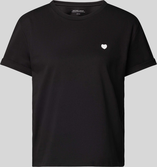Czarny t-shirt Opus z bawełny z krótkim rękawem w stylu casual