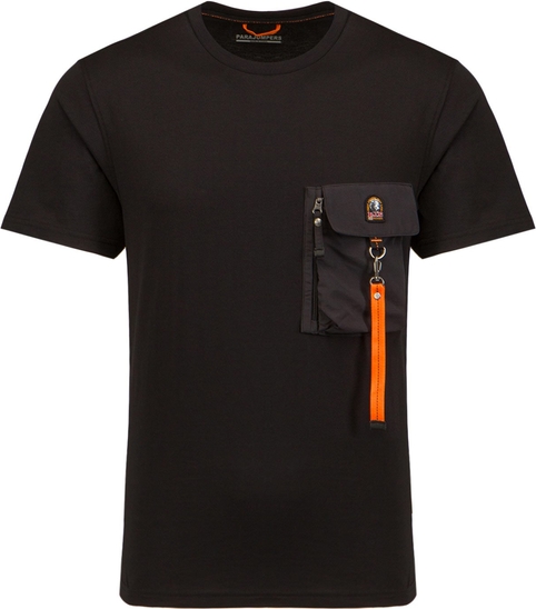 Czarny t-shirt Parajumpers z krótkim rękawem w stylu casual z tkaniny