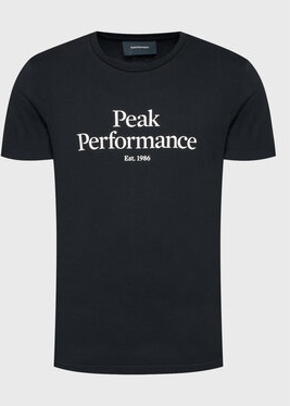 Czarny t-shirt Peak performance z krótkim rękawem w młodzieżowym stylu