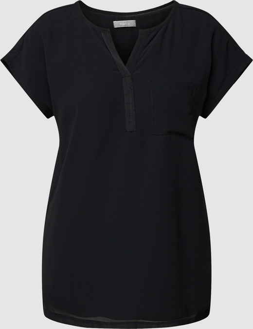 Czarny t-shirt Peek&Cloppenburg z dekoltem w kształcie litery v w stylu casual
