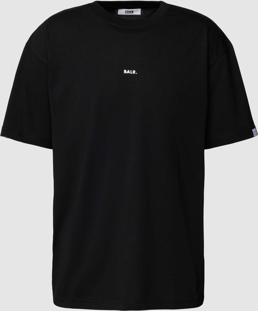Czarny t-shirt Peek&Cloppenburg z nadrukiem z bawełny z krótkim rękawem