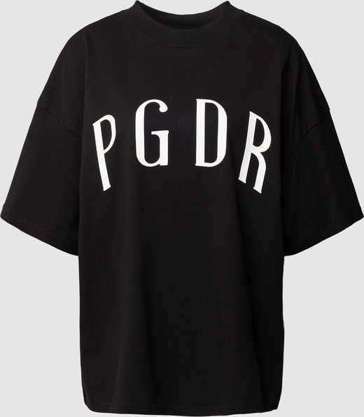 Czarny t-shirt Pegador w młodzieżowym stylu z okrągłym dekoltem z bawełny