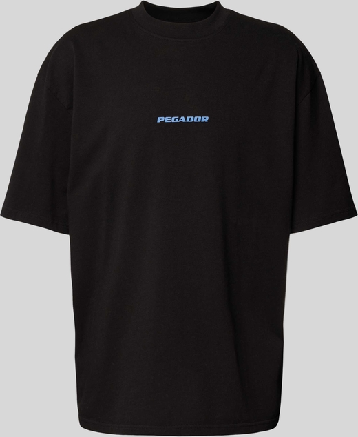 Czarny t-shirt Pegador w stylu casual z nadrukiem z krótkim rękawem