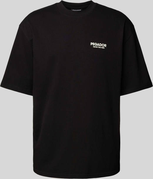 Czarny t-shirt Pegador z bawełny w stylu casual z krótkim rękawem