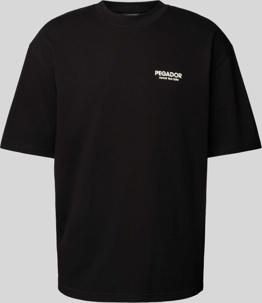 Czarny t-shirt Pegador z bawełny w stylu casual z nadrukiem