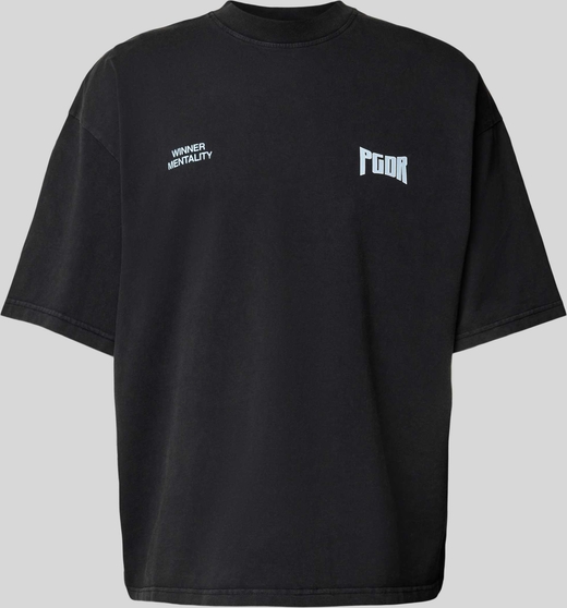 Czarny t-shirt Pegador z bawełny z nadrukiem