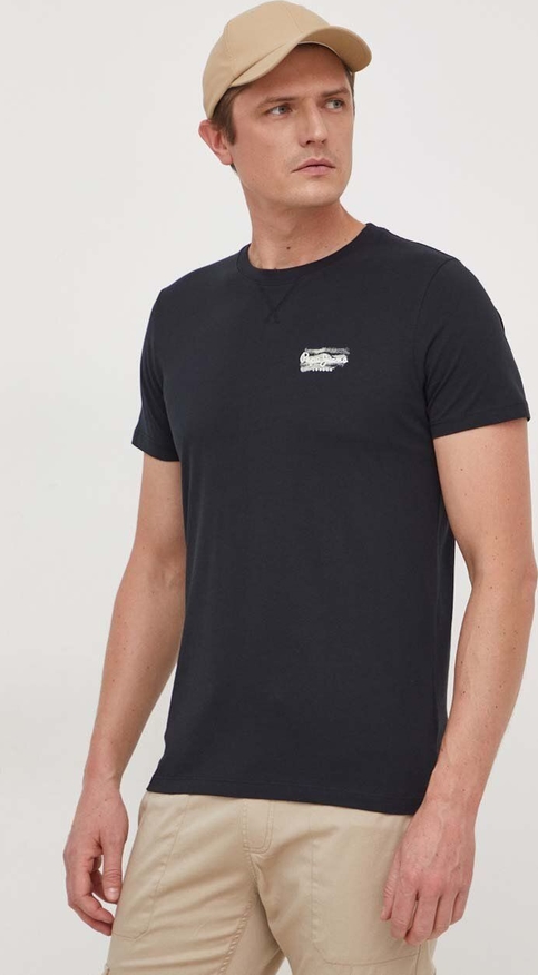 Czarny t-shirt Pepe Jeans z bawełny z krótkim rękawem w stylu casual