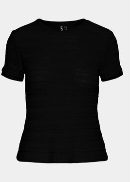 Czarny t-shirt Pieces w stylu casual z okrągłym dekoltem z krótkim rękawem