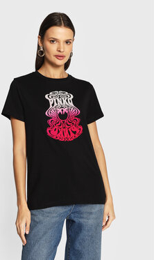 Czarny t-shirt Pinko z krótkim rękawem z okrągłym dekoltem