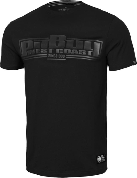 Czarny t-shirt Pit Bull West Coast z bawełny w młodzieżowym stylu z krótkim rękawem