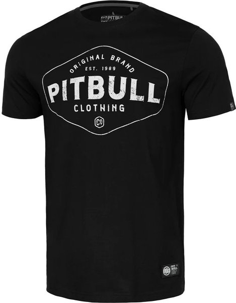 Czarny t-shirt Pitbull West Coast z bawełny z krótkim rękawem w młodzieżowym stylu