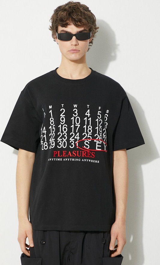 Czarny t-shirt Pleasures w młodzieżowym stylu z nadrukiem