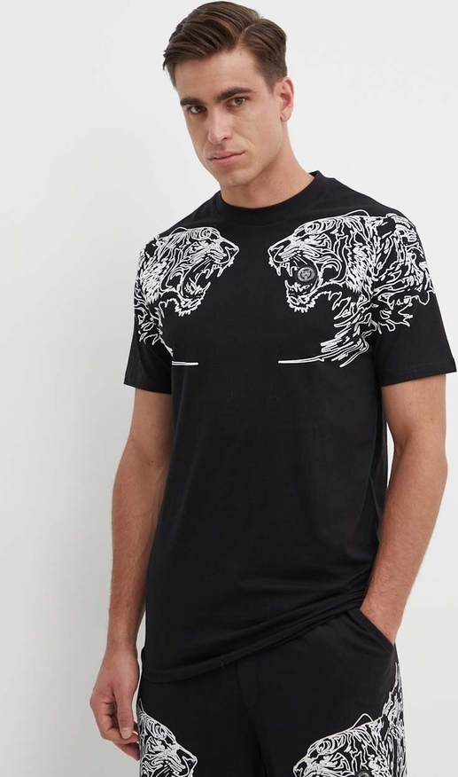 Czarny t-shirt Plein Sport z nadrukiem w młodzieżowym stylu