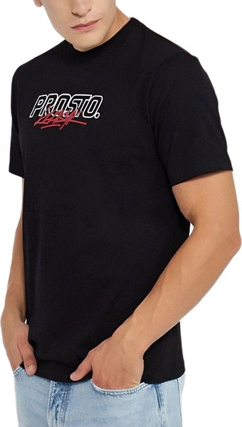 Czarny t-shirt Prosto. z krótkim rękawem